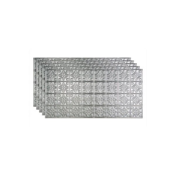 Acoustic Ceiling Products Fasade Traditional Syle # 1 - 48-3/8" x 24-3/8" PVC Glue Up Tile in Brushed Aluminum - PG5008 - main